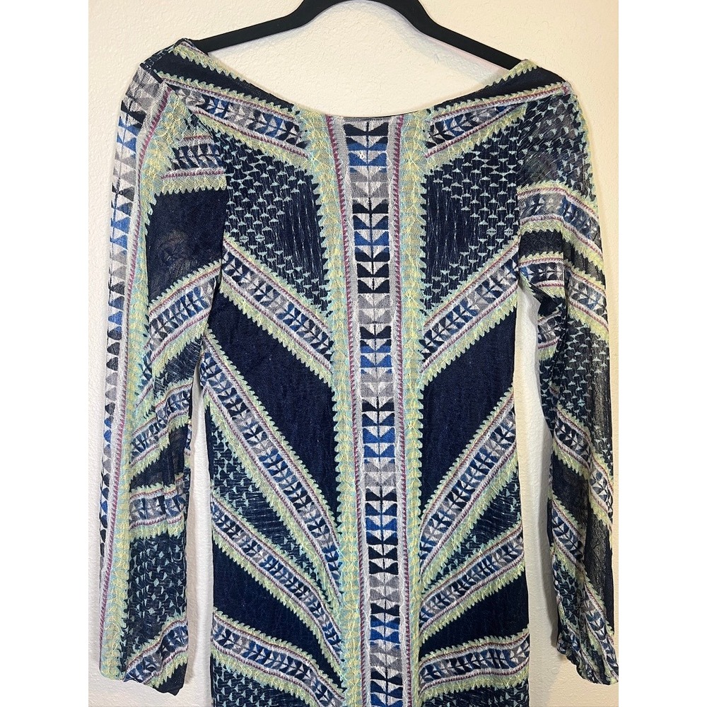 Bodycon Dress Fire Los Angeles Indie Y2K Geometric Chevron Mesh Mini XS Low Back